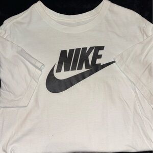 Nike White Tee with Black Swoosh Logo